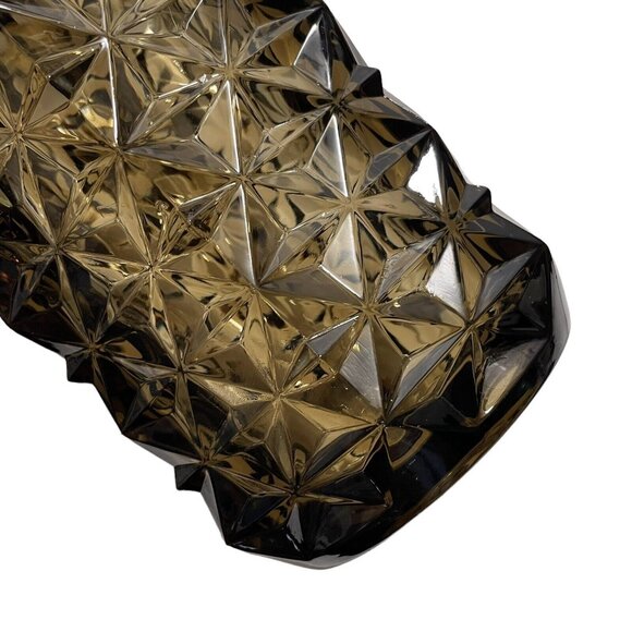 Vintage 1960s French Massive Geometrical Brutalist Smokey Gray Pressed Glass - Picture 7 of 11